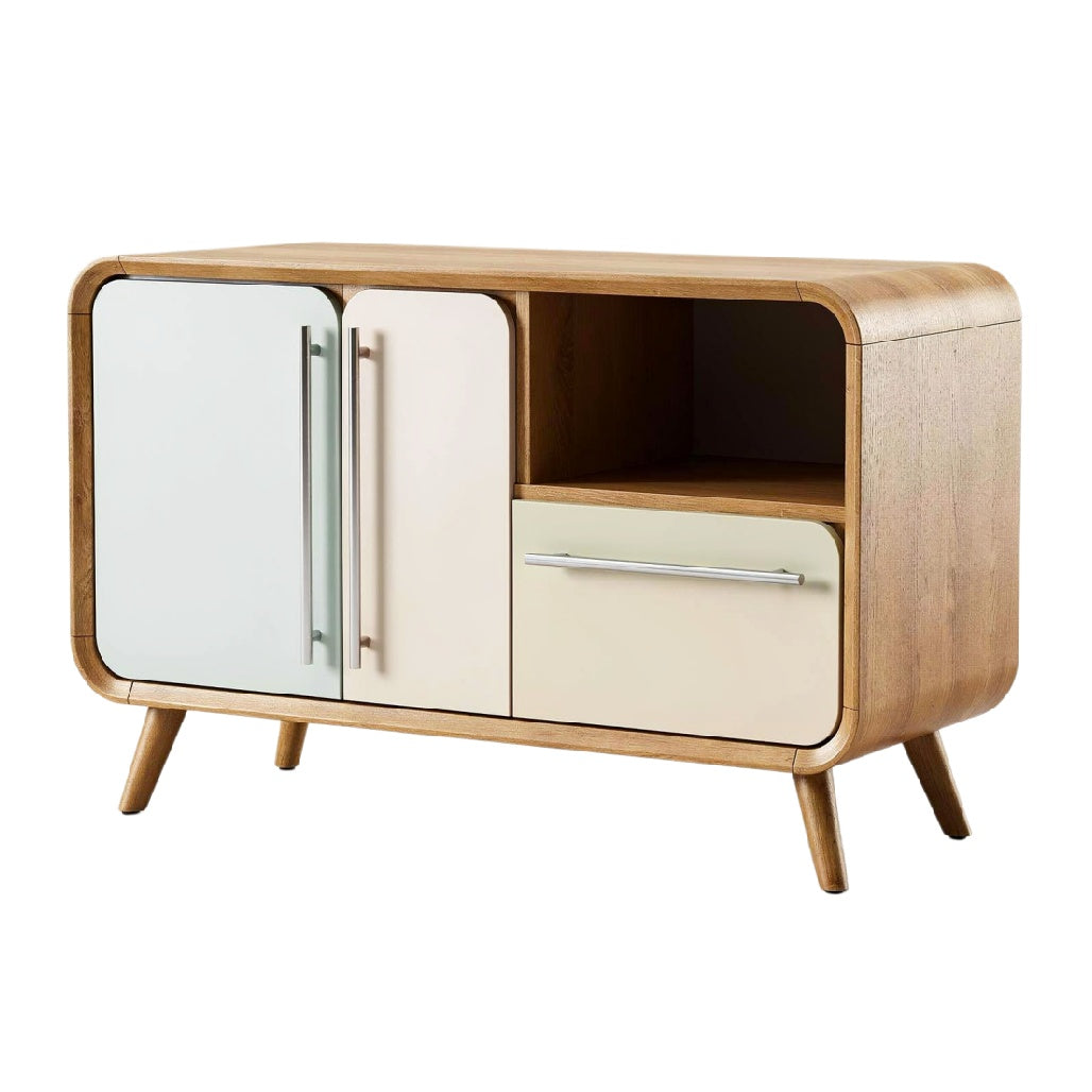 "Moderne houten TV-kast met opbergvak en dubbele deuren"