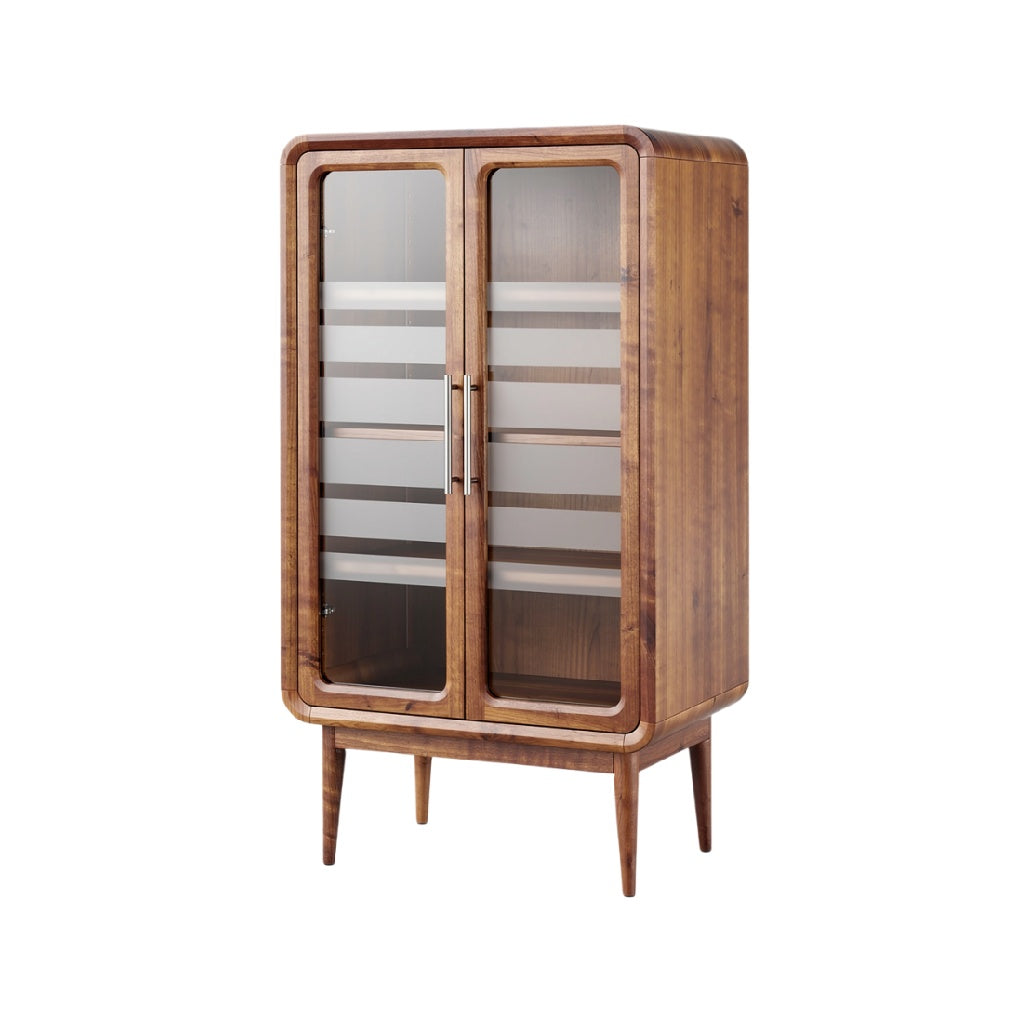 Moderne Houten Vitrine met Glasdeuren en Strakke Voeten